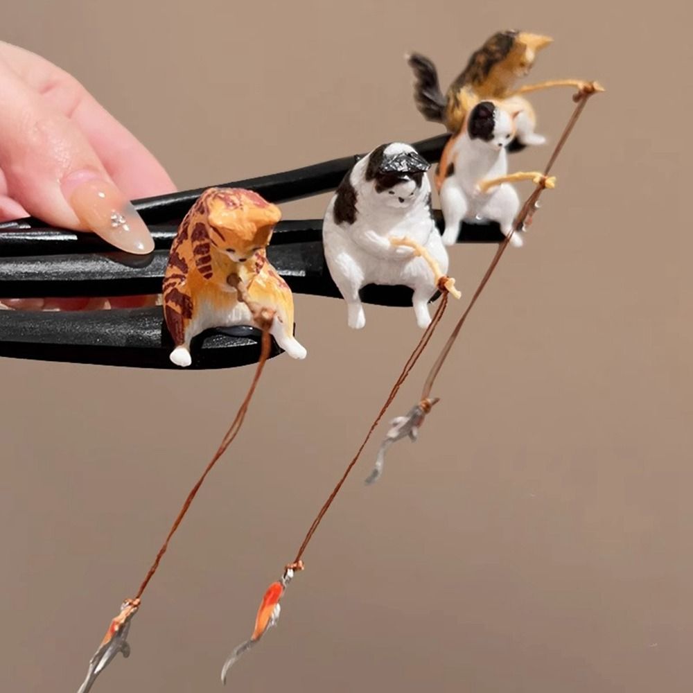 Fishing Equipment For Kids - 귀여운 고양이 낚시 나무 머리 스틱
