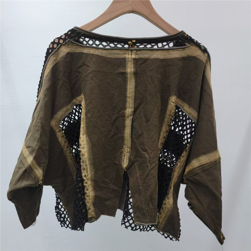 여성 낚시 그물 접합 카모 대비 색 메쉬 티셔츠 빈티지 - Fishing Net 리뷰 및 가격