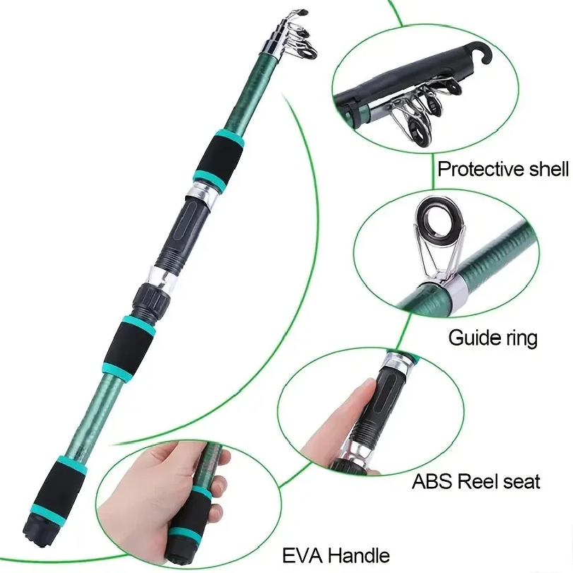 낚싯대 세트 풀 키트, 텔레스코픽 낚싯대와 스피닝 릴, - Fishing Equipment Online 리뷰 및 가격