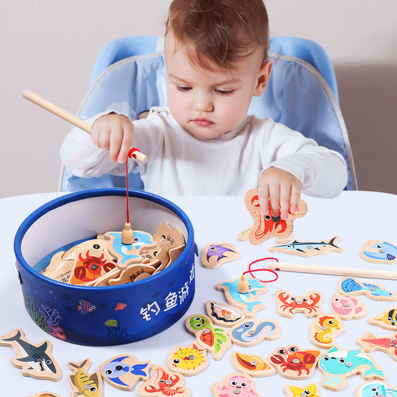 어린이를위한 나무 자석 낚시 장난감 해양 생물 인식 물 - Fishing Equipment For Kids 리뷰 및 가격