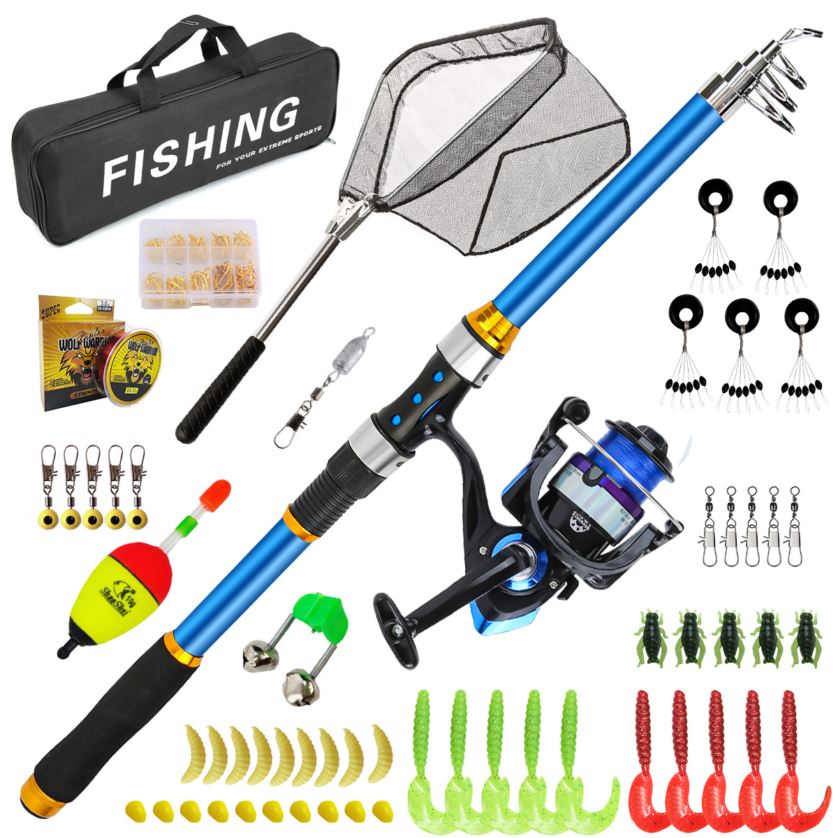 릴 및 액세서리가 포함된 2.1-3.6M 텔레스코픽 유 - Fishing Equipment For Kids 리뷰 및 가격